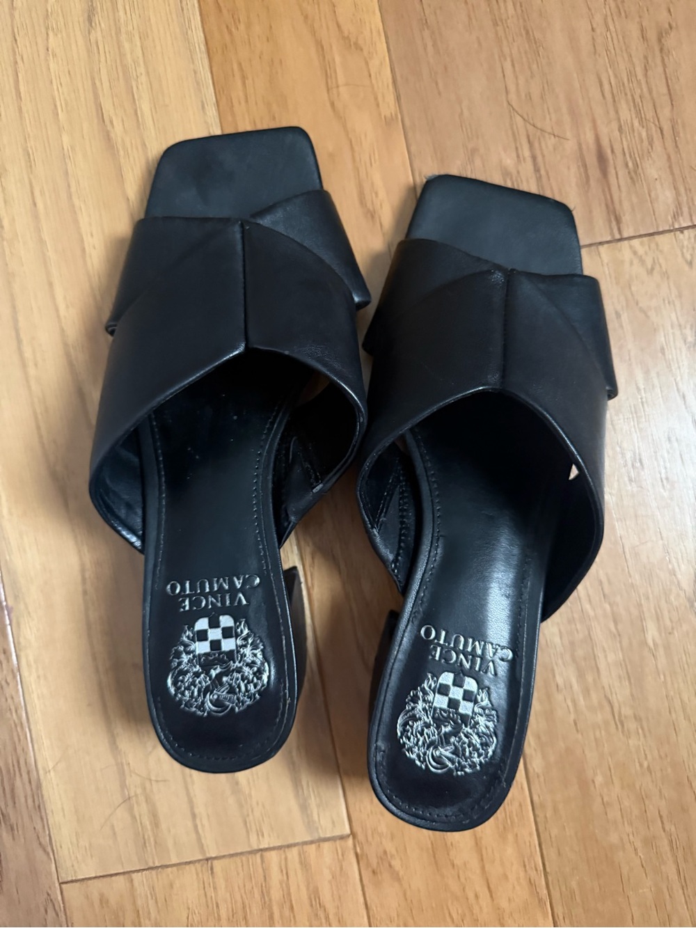 Vince Camuto Black Leather Slip-On Mules
